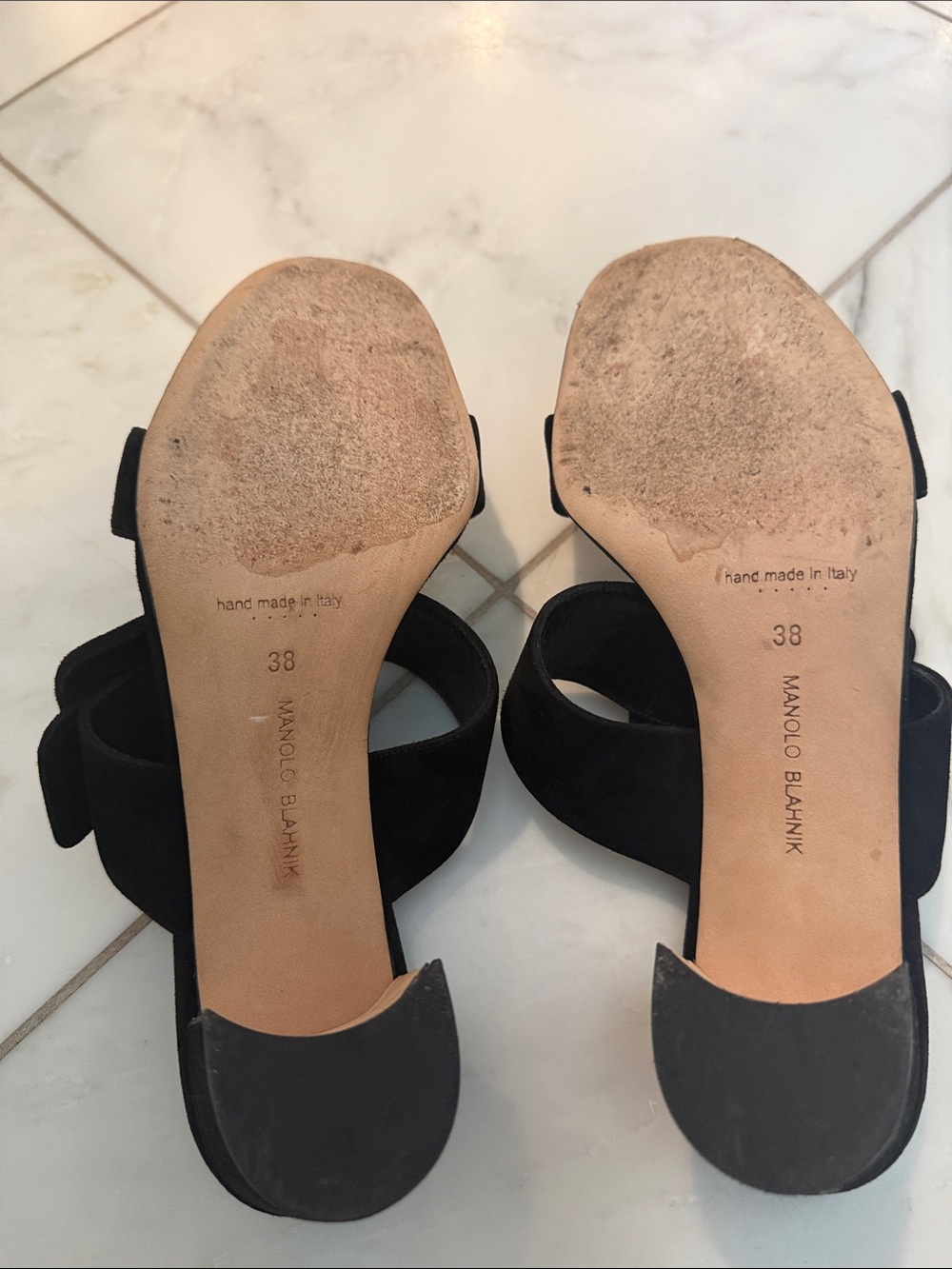 Manolo Blahnik Titubanew Suede Buckle Slide Sandals - Picture 6 of 9